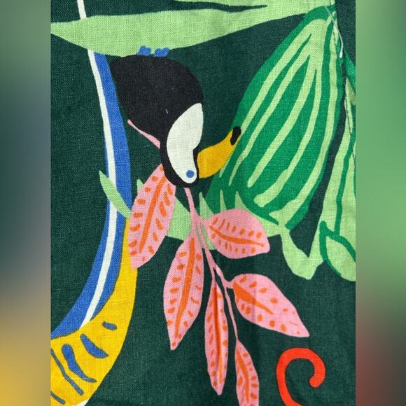 Christian Siriano Linen Wide Leg Pants Tropical Jungle Print NWT Small Resort - Picture 11 of 14